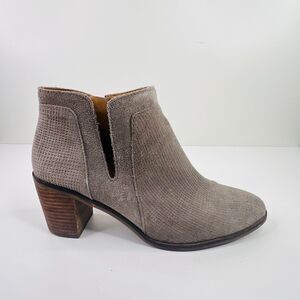 Lucky Brand Ponic Taupe Gray Suede Leather Ankle Boots Womens Size 9 M‎